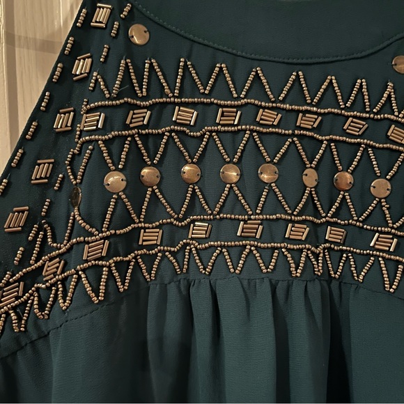 Francesca’s Green Cocktail Dress w/ Gold Beading - Picture 7 of 7